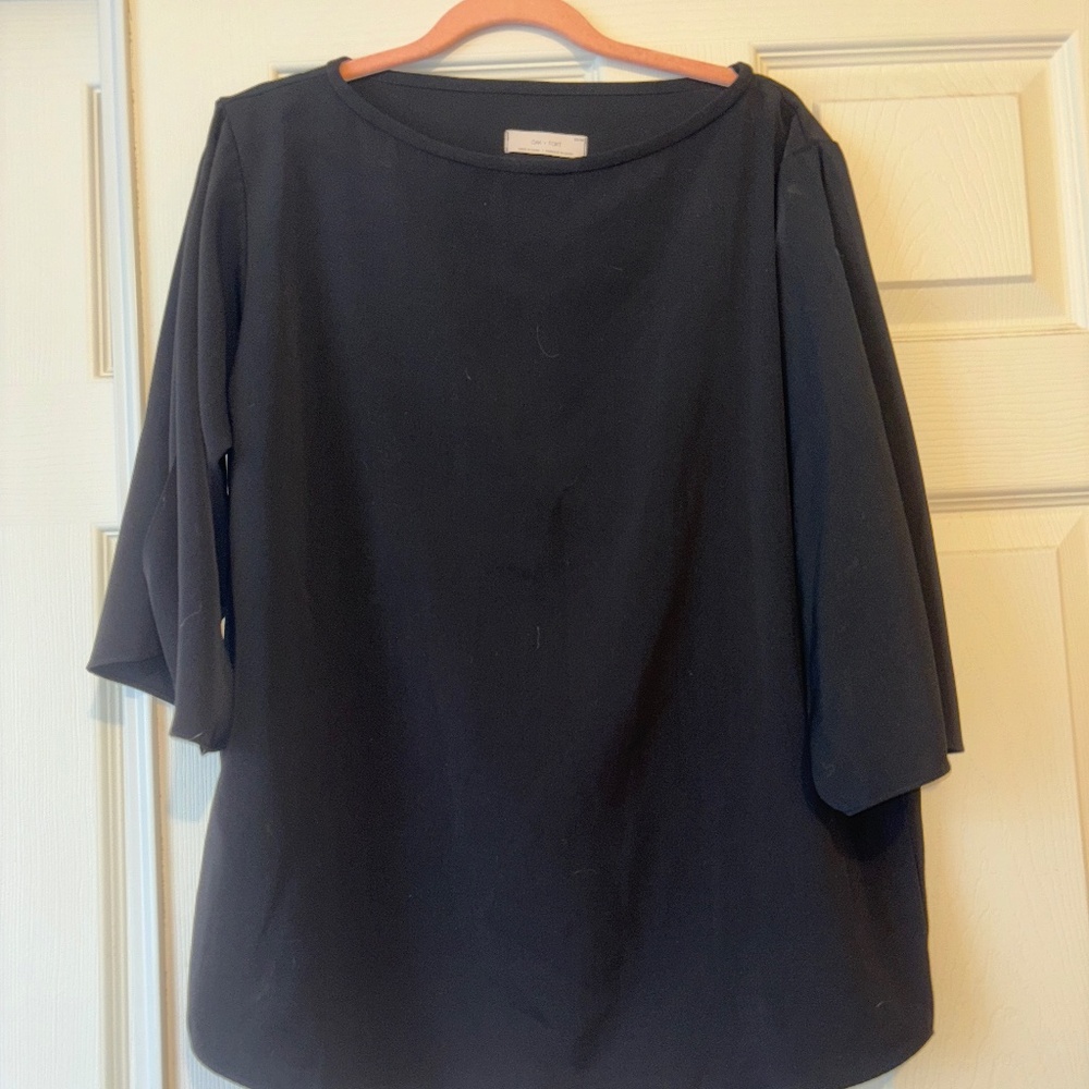 Oak + Fort long sleeve black blouse with open sleeves